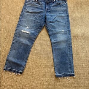Women's Distressed Blue Cropped Jeans